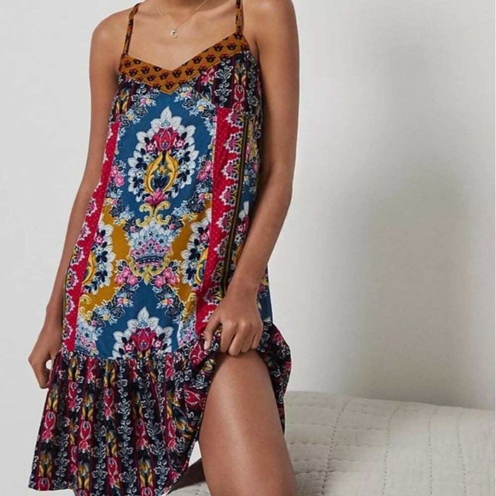 NWT Anthropologie ZADIE Velvet Slip Boho Dress Size XS